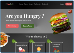 Landing page of resturant